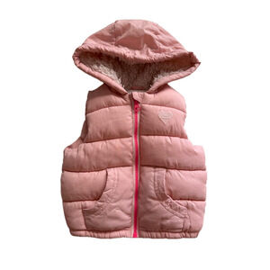 Baby Girls Zara BabyGirl Vest 6-9 Months Pink Puffer Hooded